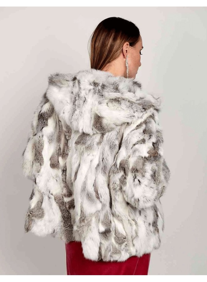 Chaqueta de pelo de conejo blanco