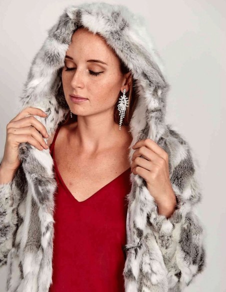 White rabbit fur jacket