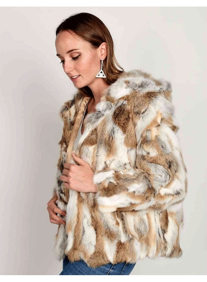 Rabbit fur jacket with hood