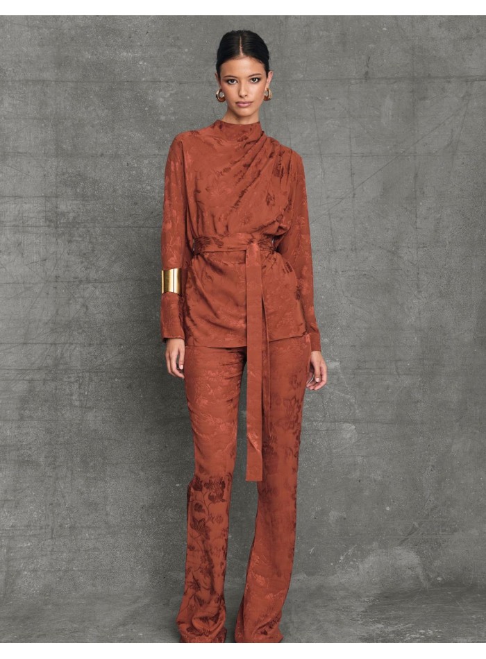 Terracotta high rise flared pants