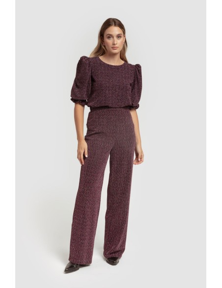 Lurex printed long party pants