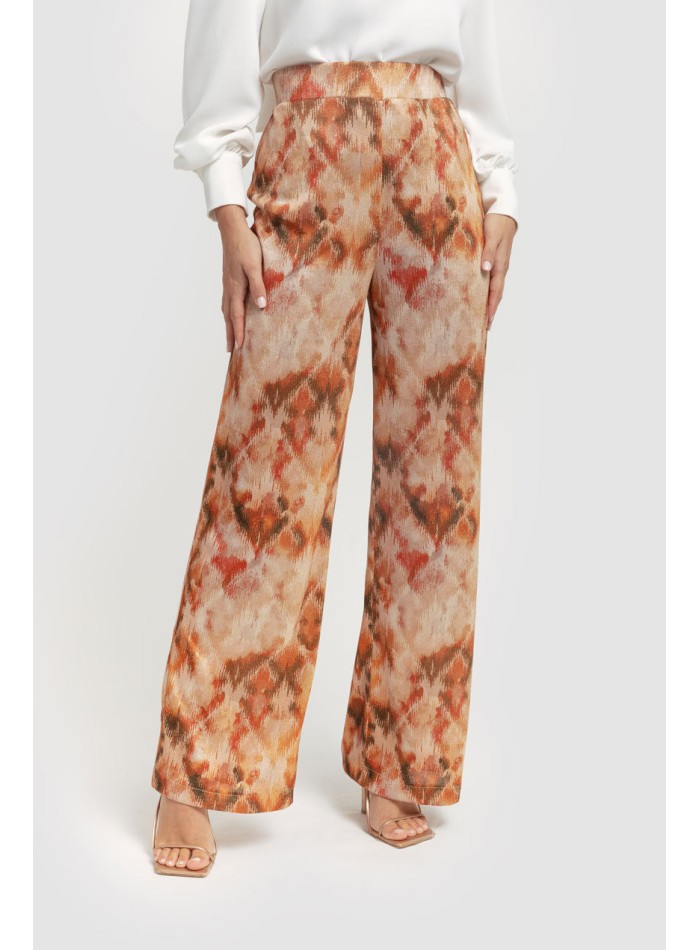 Pantalón de invitada naranja estampado recto para eventos