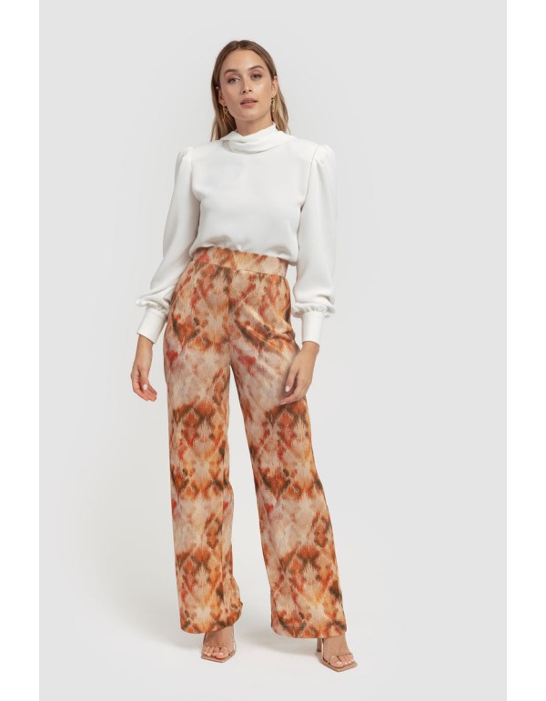 Orange printed straight pants for guests 2