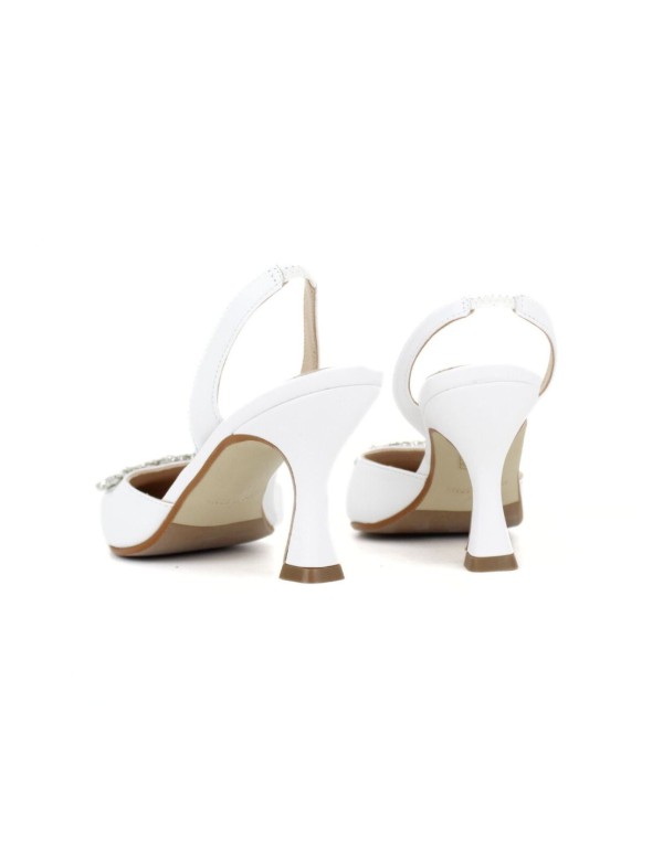 Heeled white heeled shoe with rhinestone embellishment 2