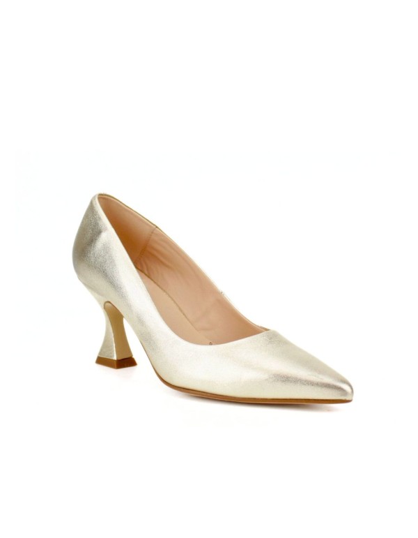 Chaussure à talon de style trapèze métallisé avec bout... 2