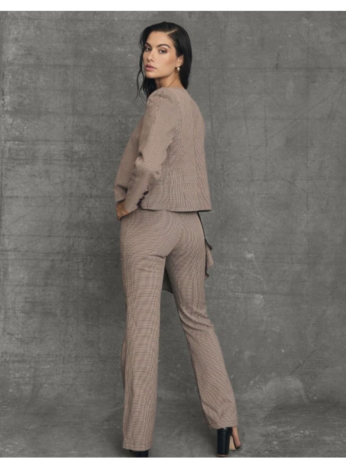 Brown flared high-waist pants