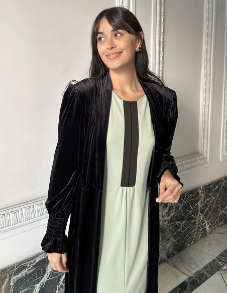 Kimono para invitada de terciopelo de alta calidad negro