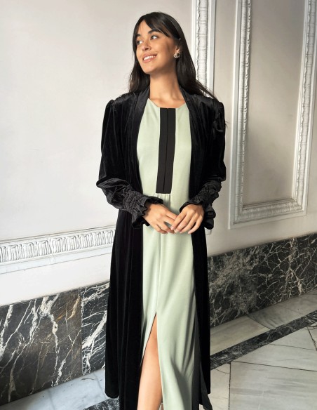 Kimono para invitada de terciopelo de alta calidad negro