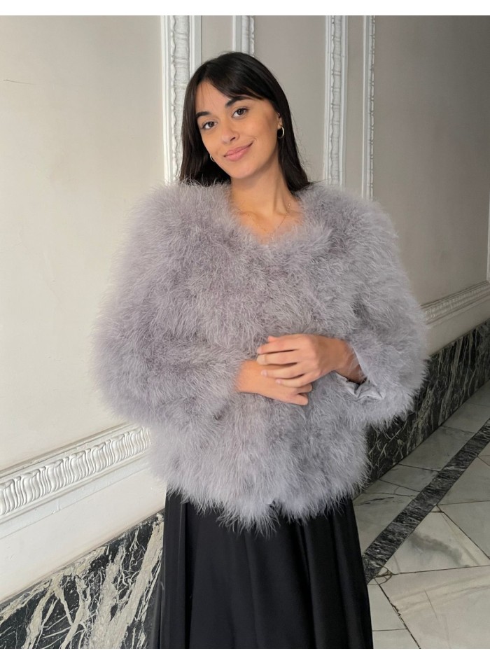 Chaqueta de pluma de avestruz