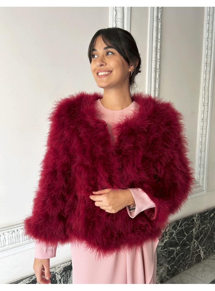 Chaqueta de pluma de avestruz