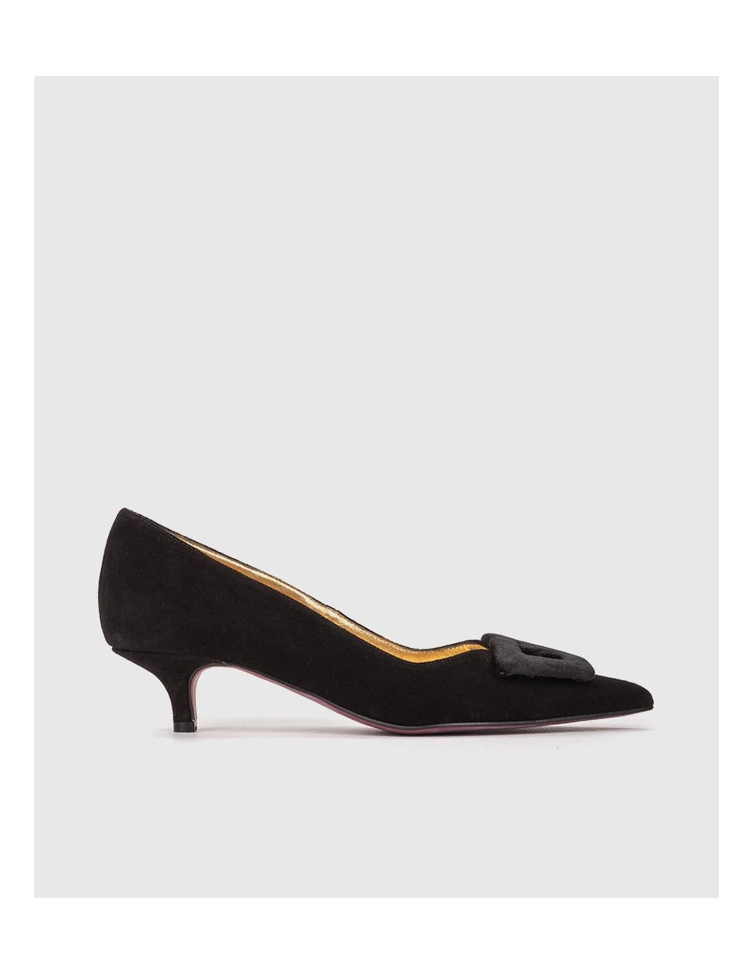 Black suede kitten heel pumps online