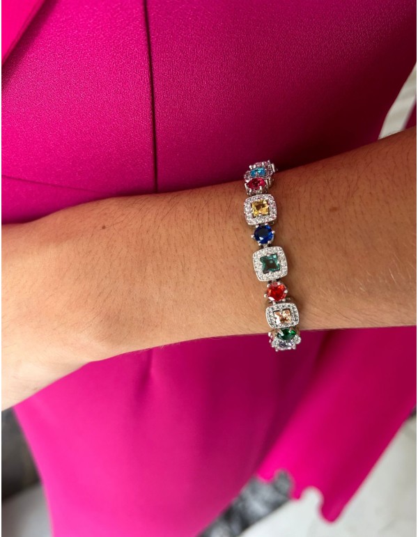 Bracelet en argent avec pierres semi-précieuses