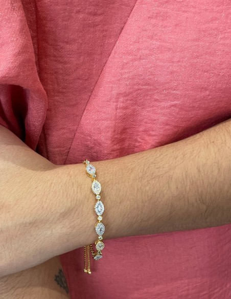 Bracelet réglable en zirconium plaqué or