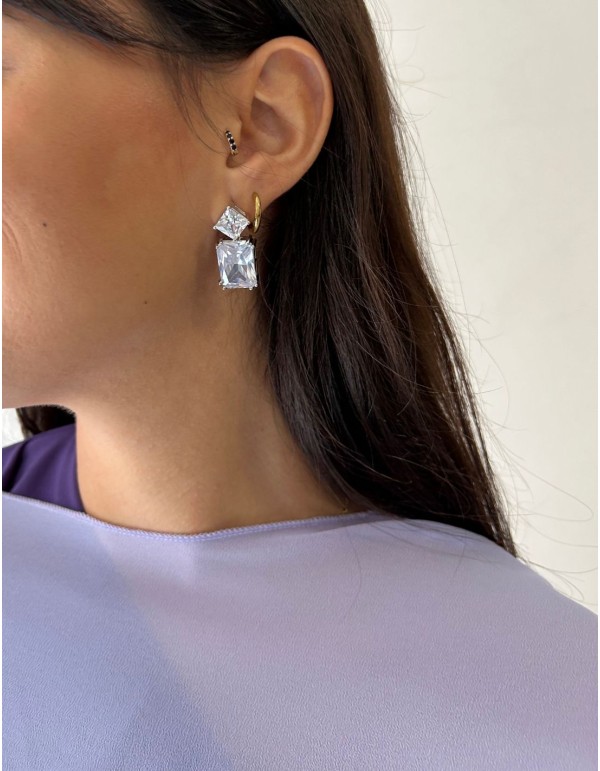 Square crystal earrings