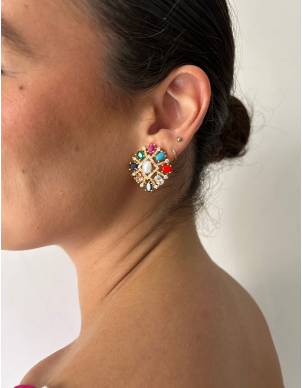 Pendientes multicolor con piedras semipreciosas