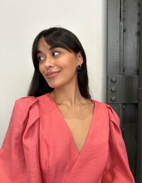 Boucles d'oreilles en cristal carré bleu