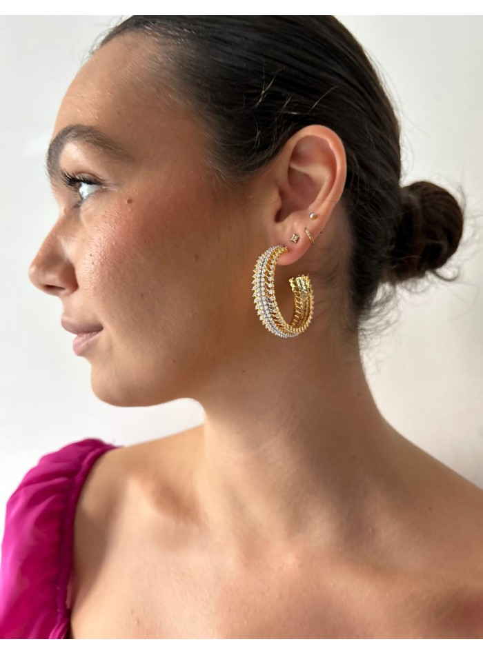 Large zirconia hoop earrings