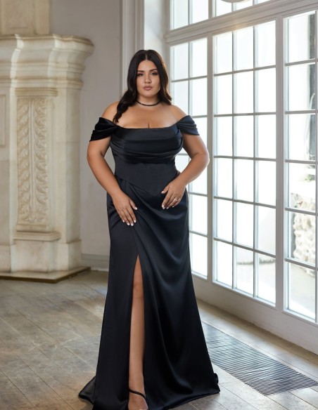 Vestido largo de fiesta con corsé y falda con abertura