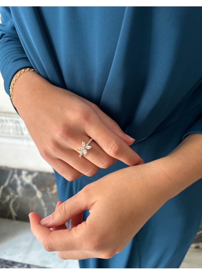 anillo flor ajustable
