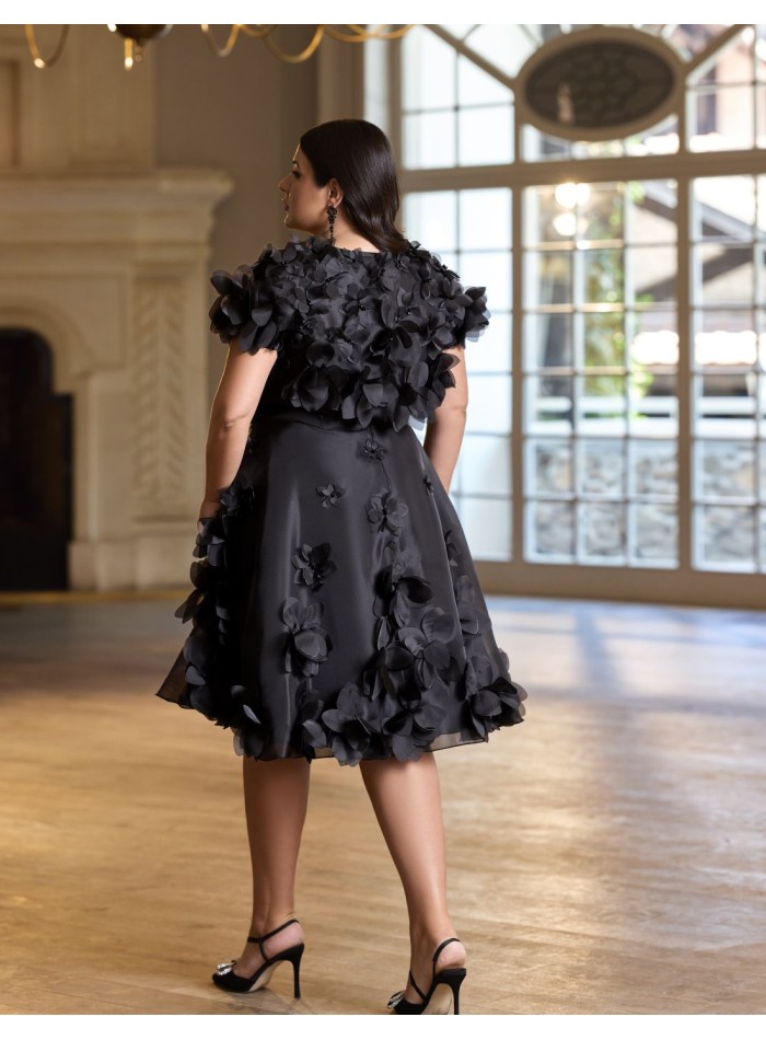 Gown dress for guest with 3D flowers and...