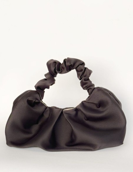 Bolso de mano arrugado en mikado de seda