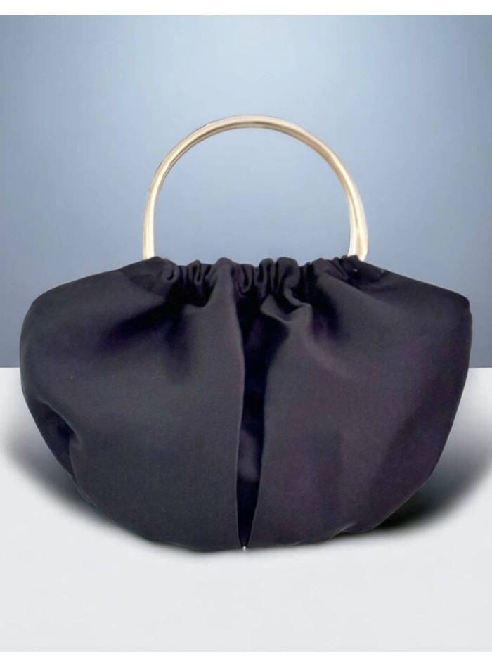 Pochette en soie mikado avec poignée dorée