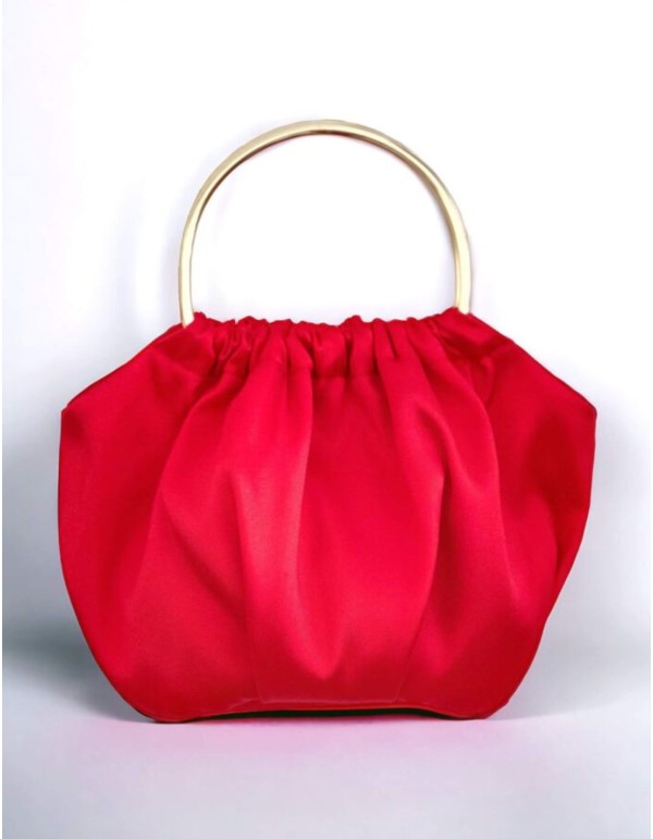 Silk mikado handbag with golden handle 2