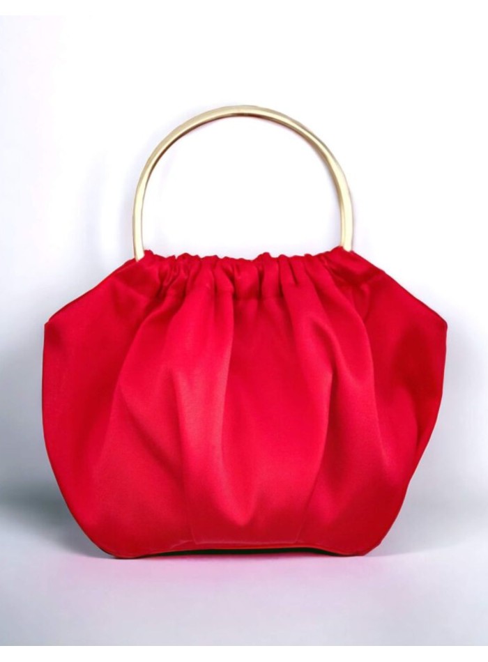 Silk mikado handbag with golden handle