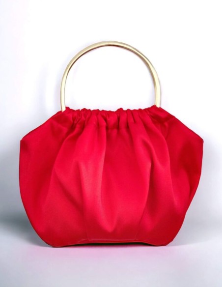 Bolso de mano en mikado de seda con asa dorada