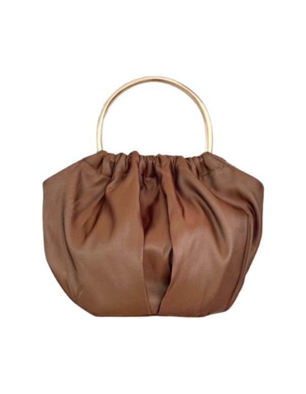 Silk mikado handbag with golden handle
