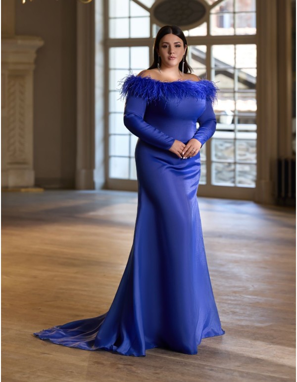 Robe longue à encolure bustier et manches longues pour...