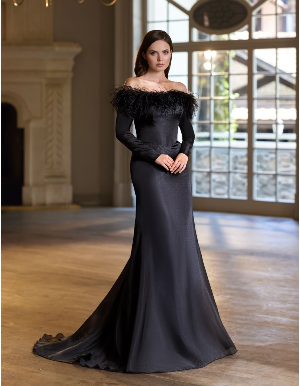 Robe longue à encolure bustier et manches longues pour... 2