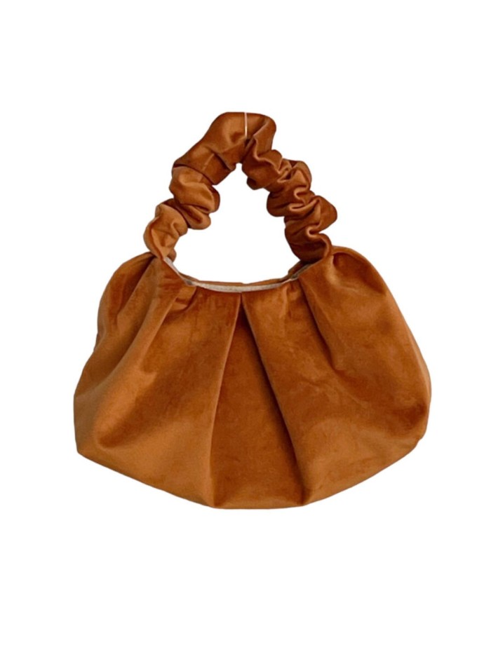 Crinkled velvet hand bag