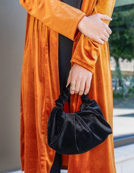 Crinkled velvet hand bag