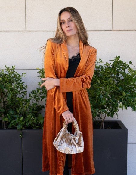 Crinkled velvet hand bag