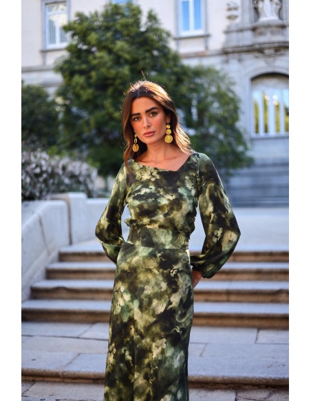 Blouse d'invité imprimée à encolure asymétrique