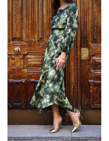 Falda midi asimétrica estampada para invitada