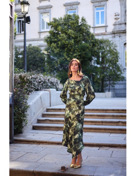 Falda midi asimétrica estampada para invitada