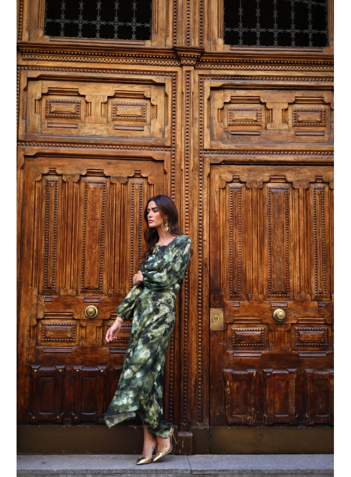 Falda midi asimétrica estampada para invitada