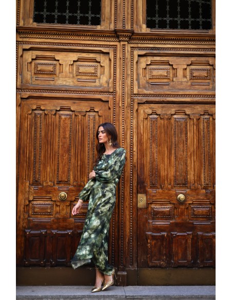 Falda midi asimétrica estampada para invitada