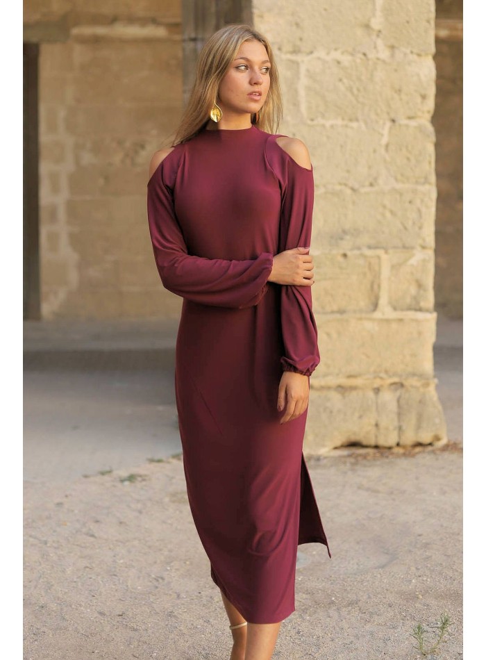 Long sleeve dress with slits on both sides best sale