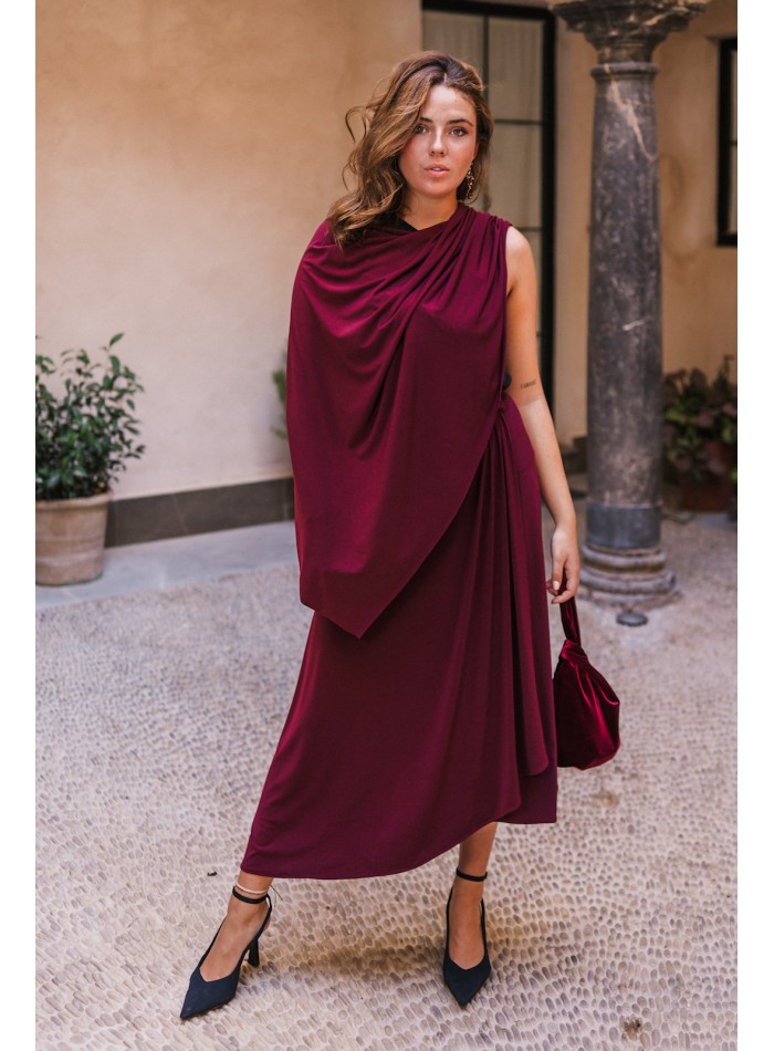 Bordeaux silk knitted cape