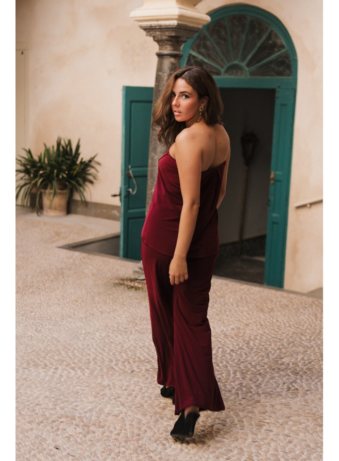 Burgundy strapless party top