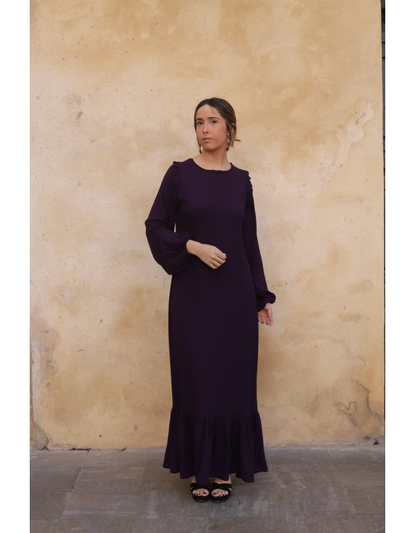 Eggplant long guest dress 2