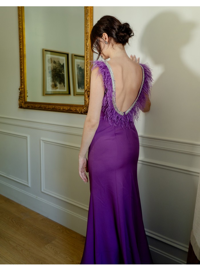 Women‘s Formal Party Dress Feather Dress Long Dress