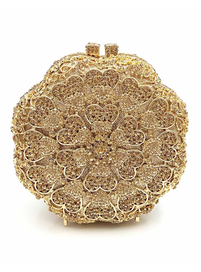 Jewel clutch in the shape of a flower with crystals - Perfect Guest