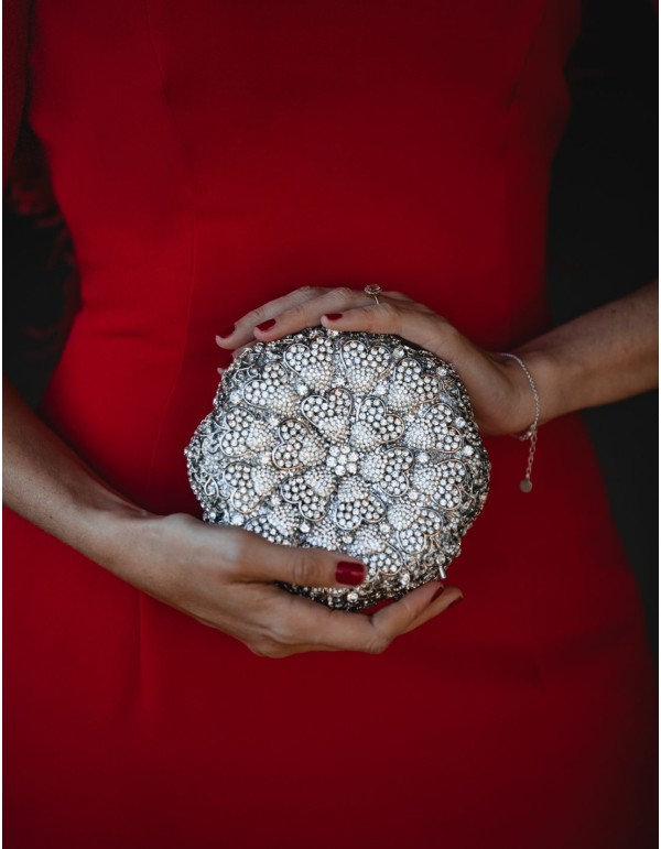 Jewel clutch in the shape of a flower with crystals -... 2