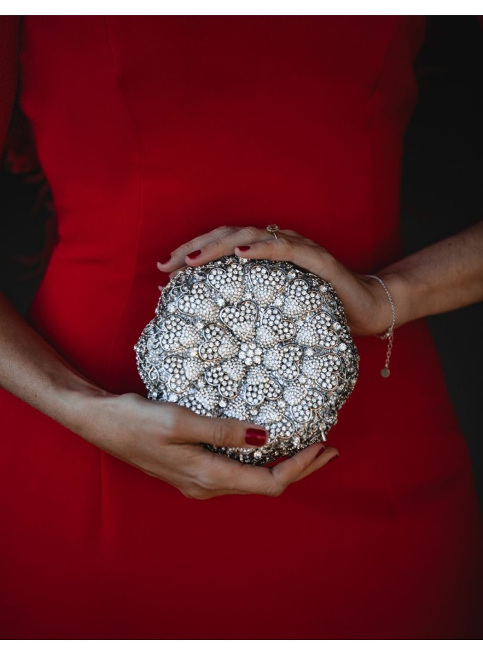 Jewel clutch in the shape of a flower with...