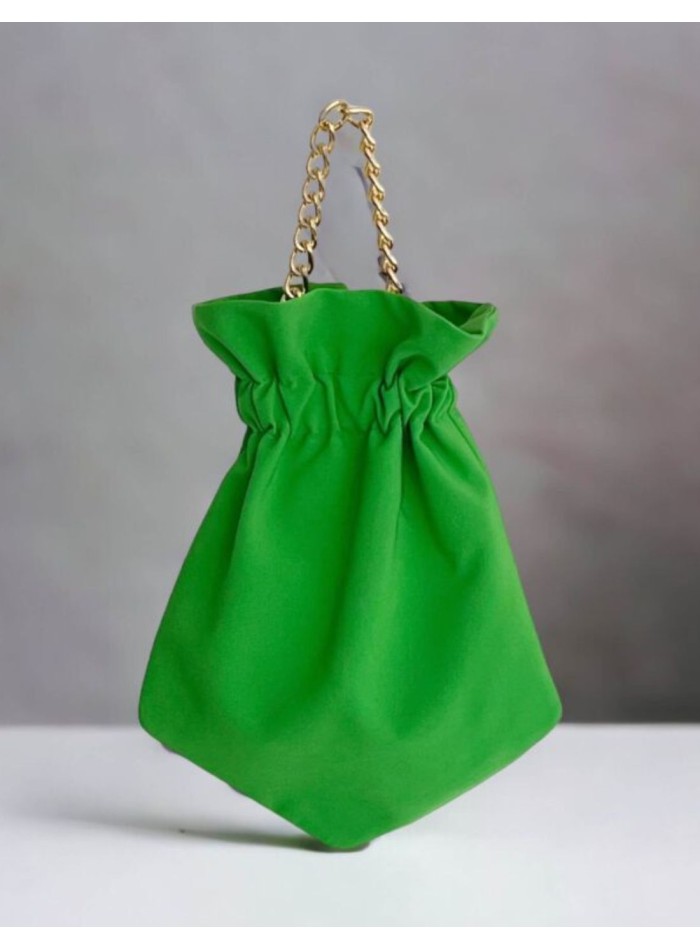Sac de fête lisse avec chaîne courte tressée et dorée