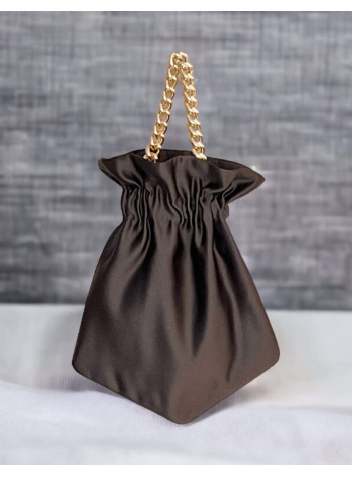 Sac de fête lisse avec chaîne courte tressée et...